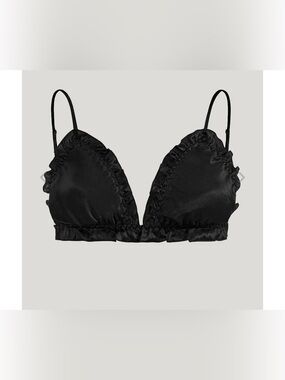 Moye Silk Triangle Bralette in Black